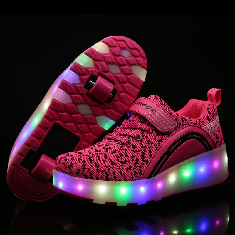 

Two Wheels Luminous Sneakers on Wheels Led Light Roller Skate Shoes for Children Kids Led Shoes Boys Girls Shoes Light Up Unisex