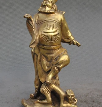 

7" Chinese Brass Copper Catch Ghost Exorcism Evil ZhongKui ChungKuel God Statue