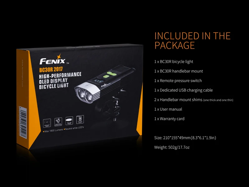 Новый Fenix BC30R Cree XM-L2 U2 светодио дный велосипед света высокой интенсивности Зарядное устройство USB встроенный литиевый аккумулятор O светодио