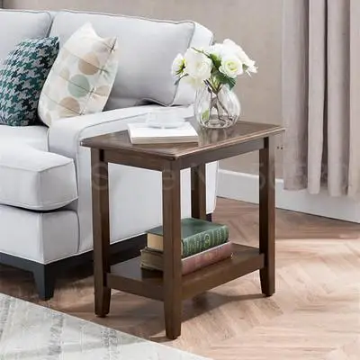 Современный прямоугольный угловой столик для гостиной из твердой древесины, простой американский столик для дивана, Маленький журнальный столик, телефонный столик - Цвет: 60x40x58.5cm 4