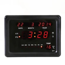 Russian Desktop LED digital calendar clock Modern design electronic alarm clock with thermometer Bedroom/living room wall clock