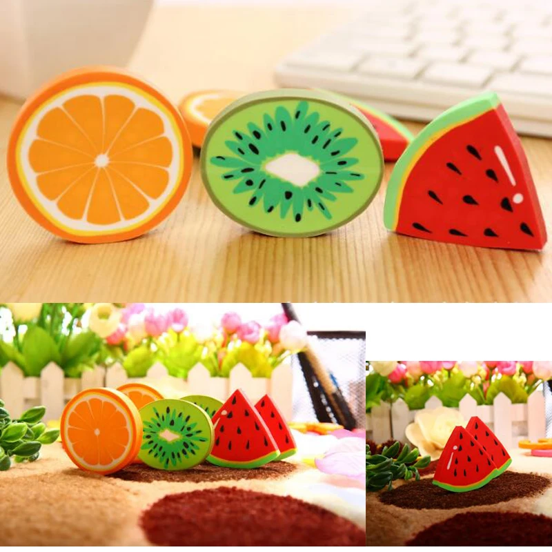 2 unit packcute fresh fruit design eraser erasers kawai watermelon 2 unit packcute fresh fruit design eraser erasers kawai watermelon orange kiwi students prize gift office supplies in eraser from office school supplies
