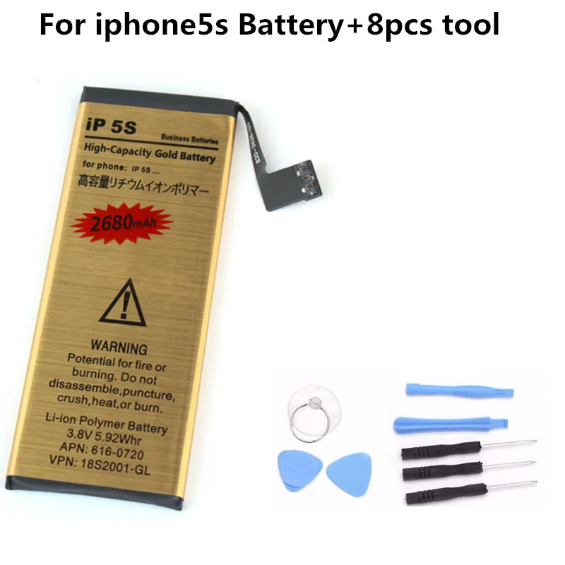

2pcs/lot 5s Rechargeable Accumulator Battery for Apple iphone 5s Internal Replacement lithium ion Phone Battery With Tools