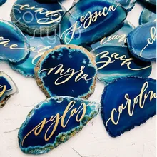 Cocostyles, на заказ, элегантный темно-синий Агат, кристалл, агат, гостевая Именная Карта для модных свадебных приглашений, именная карточка каллиграфа