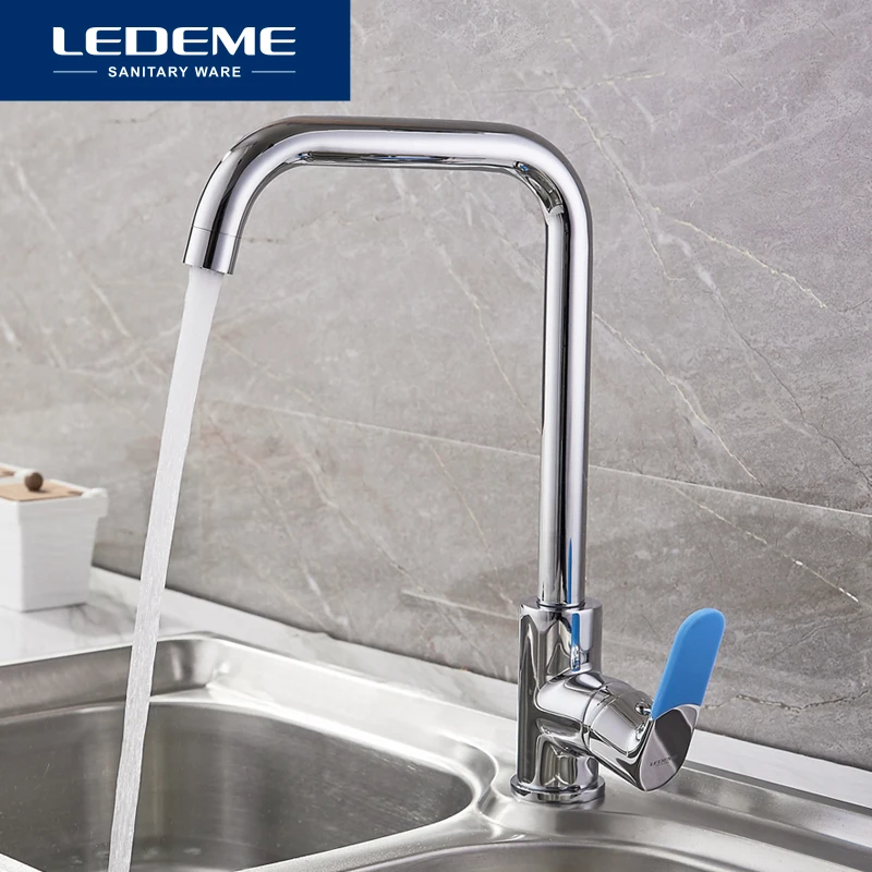 

LEDEME Chrome Faucet For Finish Kitchen Sink Single Handle Polished Taps Brass Mounted Mixer Water Taps Basin Faucets L4053