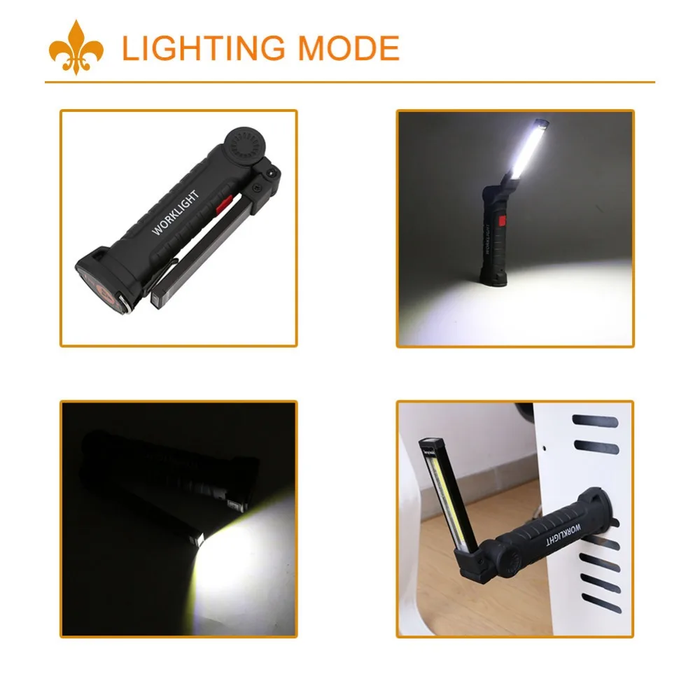 Sanyi Магнитный светодиодный светильник-вспышка USB Перезаряжаемый рабочий инспекционный светильник 5 режимов фонарь COB Lanterna подвесной фонарь с крюком С usb-кабелем