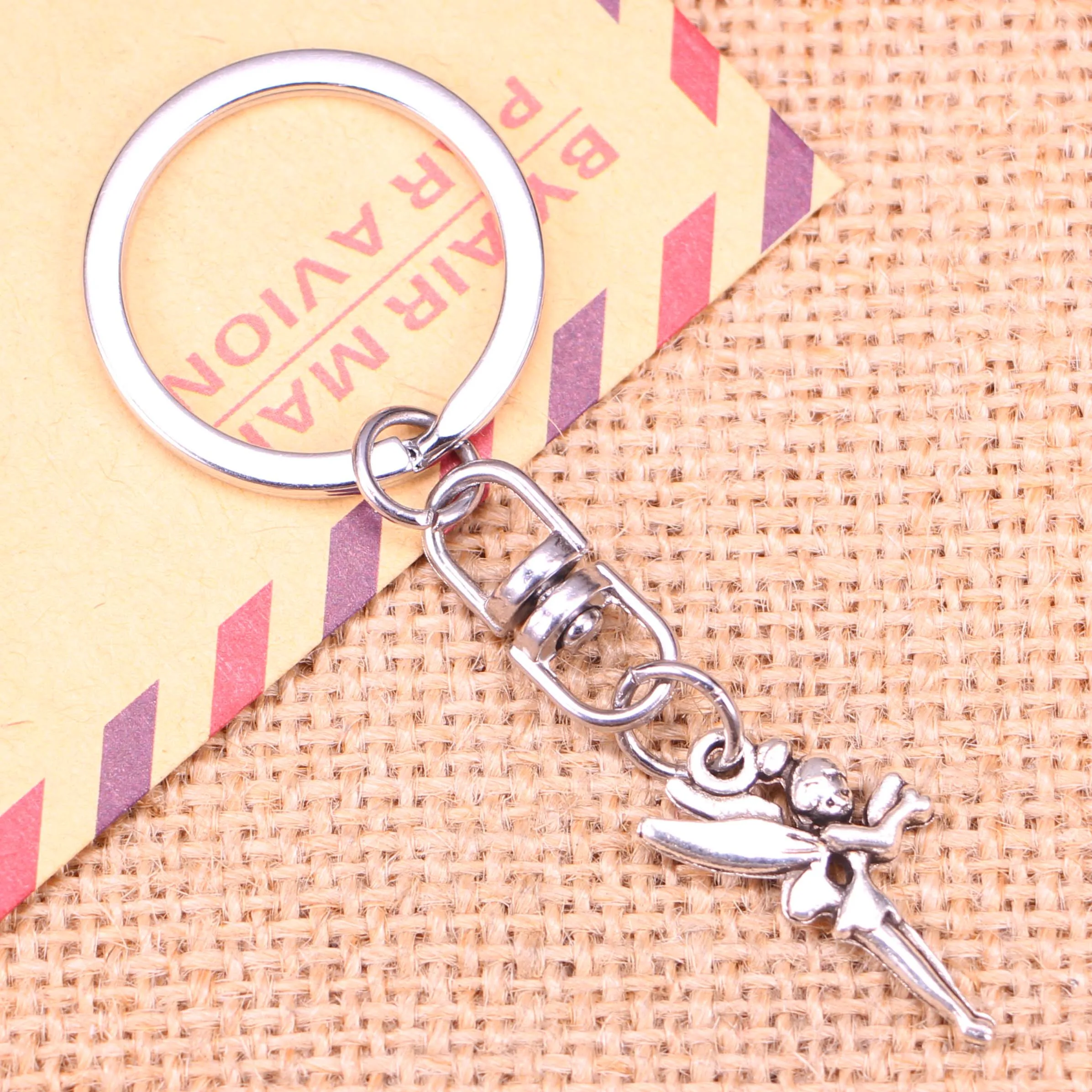 새로운 패션 키 체인 25x15mm 천사 요정 펜던트 DIY 남자 보석 자동차 열쇠 고리 반지 홀더 기념품 선물, 20 피스