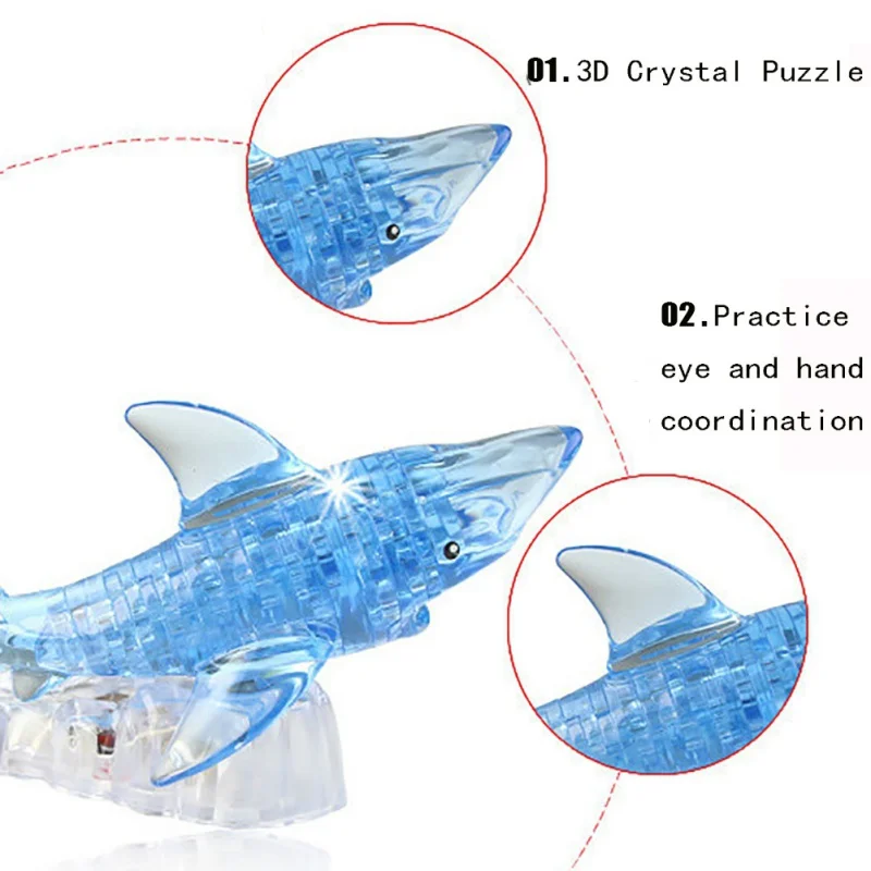 Подводный мир 3D Crystal Puzzle древесины Акула 3D Crystal Puzzle Детские игрушки подарок на день рождения