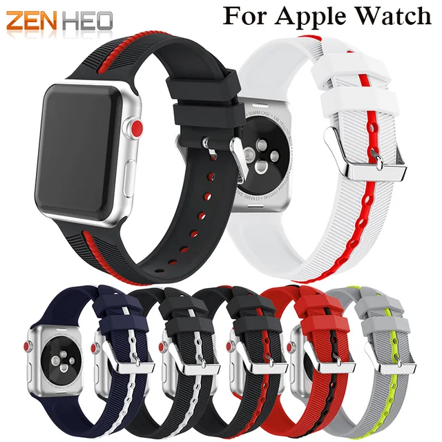 US $3.24 New Watch Colorful WatchbandsSilicone Watch Band 42mm for Apple smart watch Series 1/2/3 Sports Wri