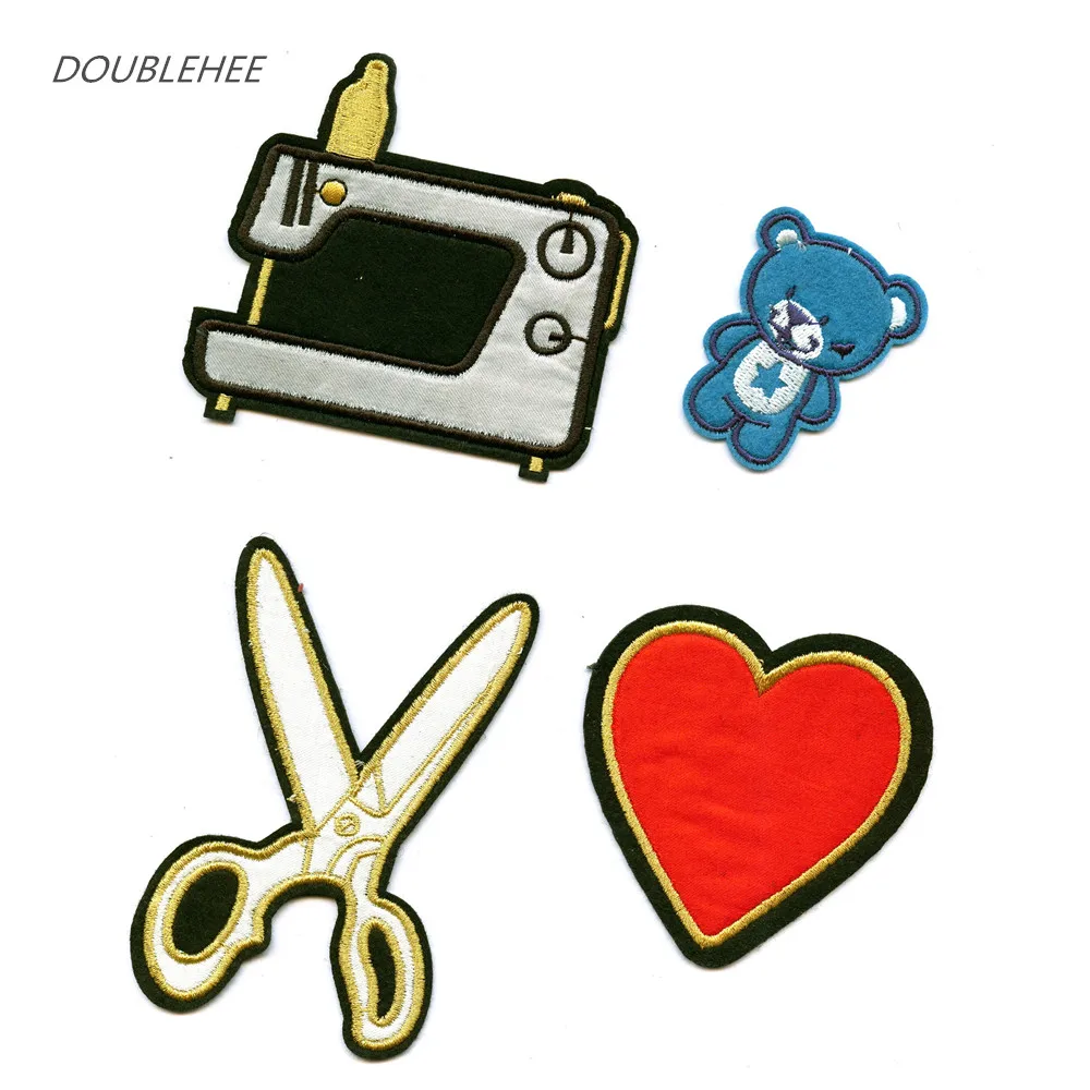 

DOUBLEHEE The Tailor Scissors Sequins Patch Embroidered Iron On Patches Embroidery Sew On DIY Coat Shoes Accessories