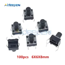 Bouton-poussoir Tactile intelligent, électronique, 100 pièces/lot, interrupteur Tactile, 6x6x8