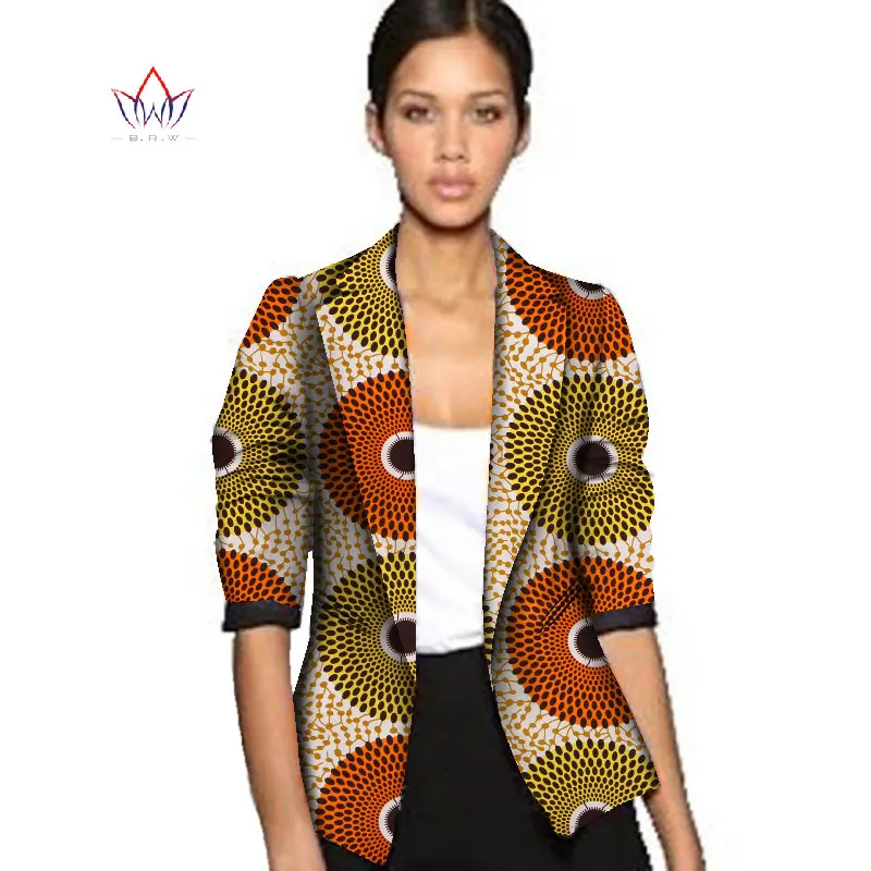 Дашики африканская восковая куртка одежда с принтом для женщин костюм полный рукав зубчатый размера плюс 6xl Африканская Хлопковая куртка пальто WY056 - Цвет: 7