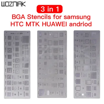 

3pcs /1lot universal BGA Stencils for Samsung HTC Huawei Android MTK Directly Heated BGA Reballing Stencils Kit