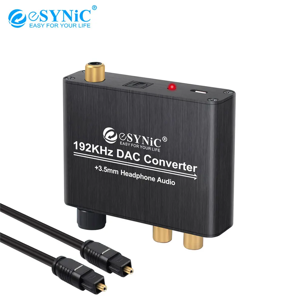 

192kHz DAC Converter volume control Digital Optical Coaxial Toslink to Analog Stereo L/R RCA 3.5mm Jack Audio Converter Adapter