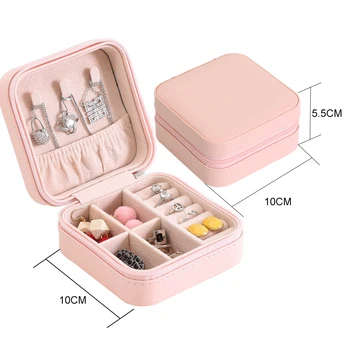 

Aprince Small Faux Leather Travel Jewelry Box Organizer Display Portable Storage Case for Rings Earrings Necklace