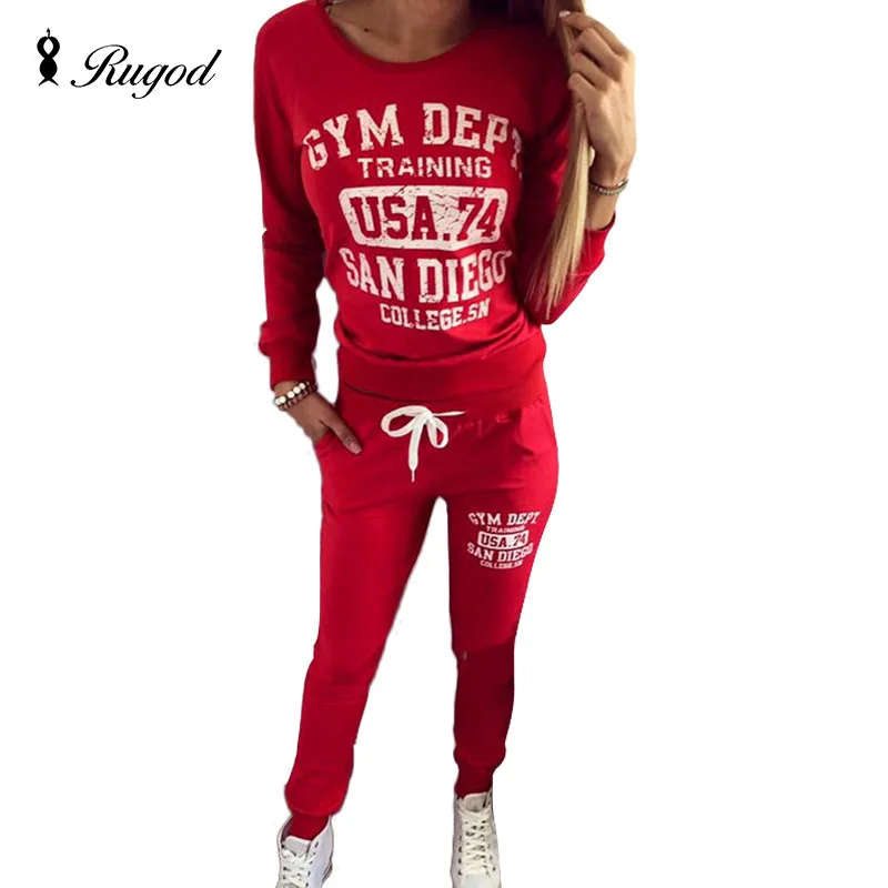 

2018 Wholesale Letter Print Drawstring Tracksuit Women 2 Piece Sets Spring Autumn Casual Suits Top+Pants Suit Runway Set Outwear