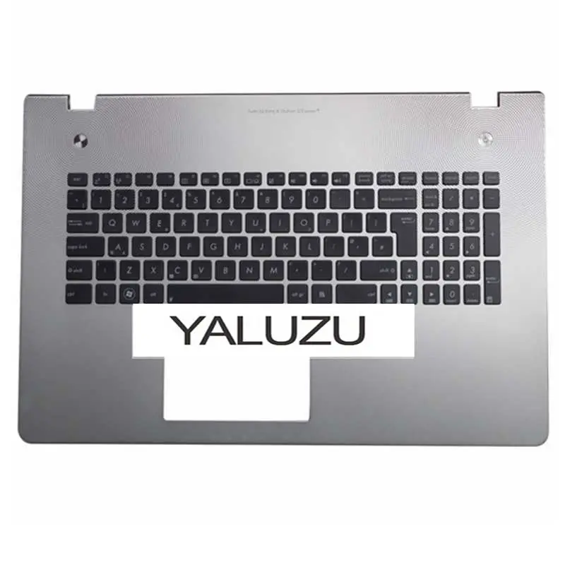 YALUZU для ASUS N76 N76V N76VB N76VJ N76VM N76VZ Великобритания Макет Клавиатура с подсветкой с серебряной верхней C крышку Palmrest серебро