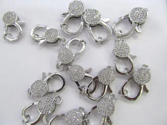 

Wholesale 6sets 12-20mm Micro Pave Enhancer Clasp,Large CZ Clasp,Pave Lobster Clasp,Lobster Closure