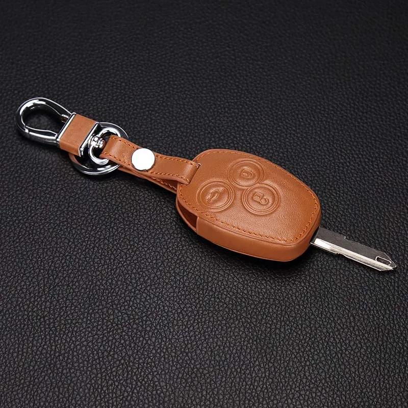 

High Quality Leather Car Key Cover Key Chain for Renault / Opel Vivaro Movano Car Shield, 3 Button Leather Car Remote Key Box