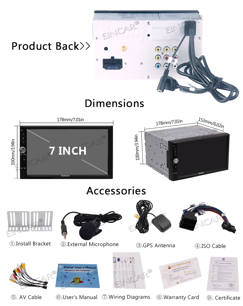 Perfect Touch Screen Car Stereo Supports Bluetooth 2 Din Mirror Link Android 7.1 HD Touch Screen Split Screen Steering Wheel Control GPS 7