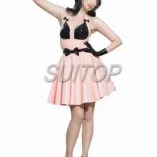 Яркий розовый цветной латекс повседневное мини платье милые девушки костюмы для женщин Принцесса Сарафан прекрасный костюм