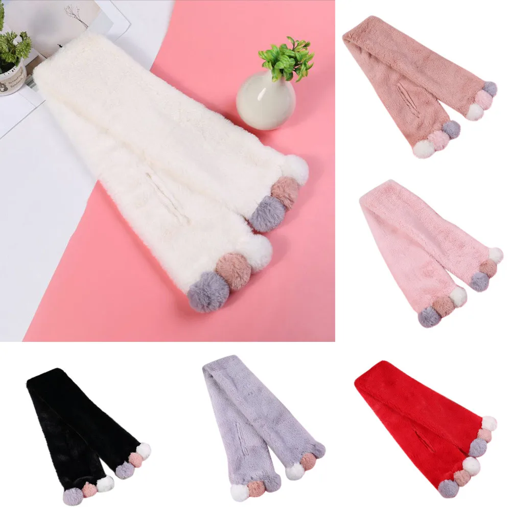 

2019 Winter Paw Solid Color Boys Girls Scarf Plush Neck Keep Warm Scarves Gifts Bufandas mujer 2018 Cachecol feminino