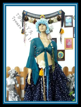 

Belly dance top Transparent thin Belly Dance Top with trumpet sleeves Gypsy Bohemia CE57-64