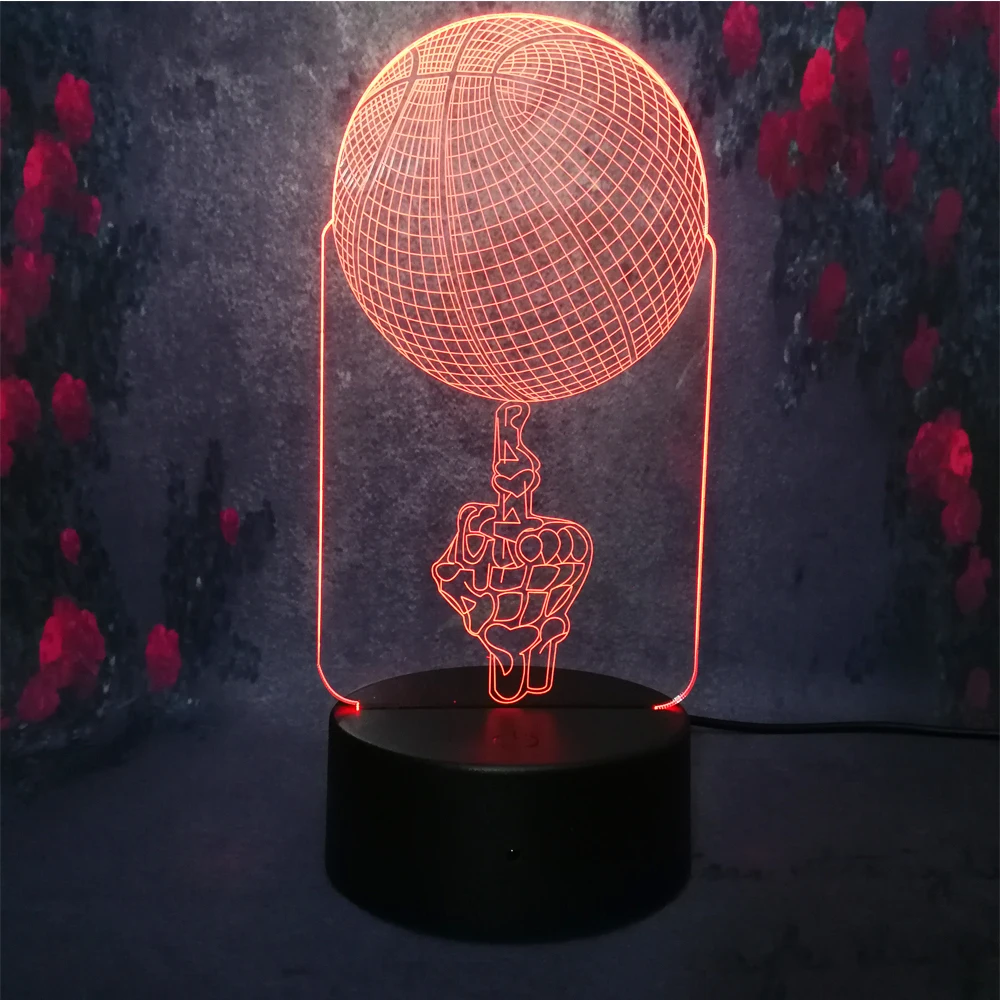 Free Shipping New Hand Beasketball 3D Night Light LED 7 Colors Touch Remote USB Illusion Lamp Birthday Xmas Decor kids Toy | Освещение