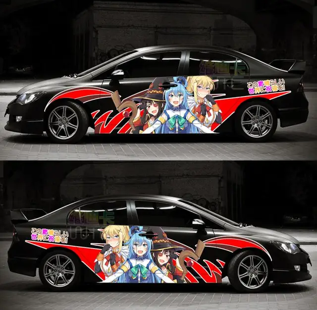 Body Mobil Kartun Lucu Vinyl Sticker Jepang Anime Pintu Stiker
