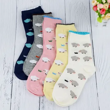 

1 Pair Harajuku Style Candy Color Sheep Pattern Design Women Girl Funny Socks Cartoon Cotton Socks calcetines mujer divertido