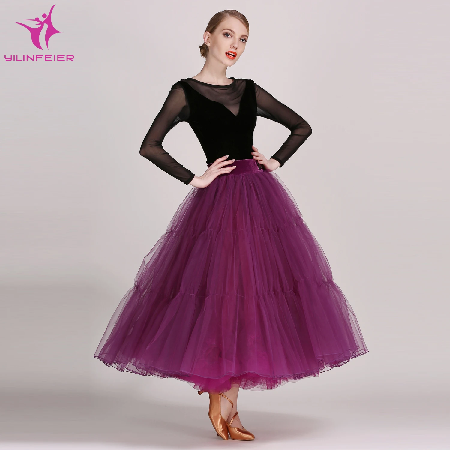 

YILINFEIER GB007 and GB024 Modern Dance Costume Top and Skirt Suits Dance Dress Ballroom Costume Women Lady Evening Party Dress