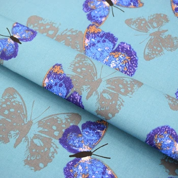 

The butterfly reactive dyeing stretch satin cotton fabric for summer dress coat bags telas por metros tissu au metre vestido DIY