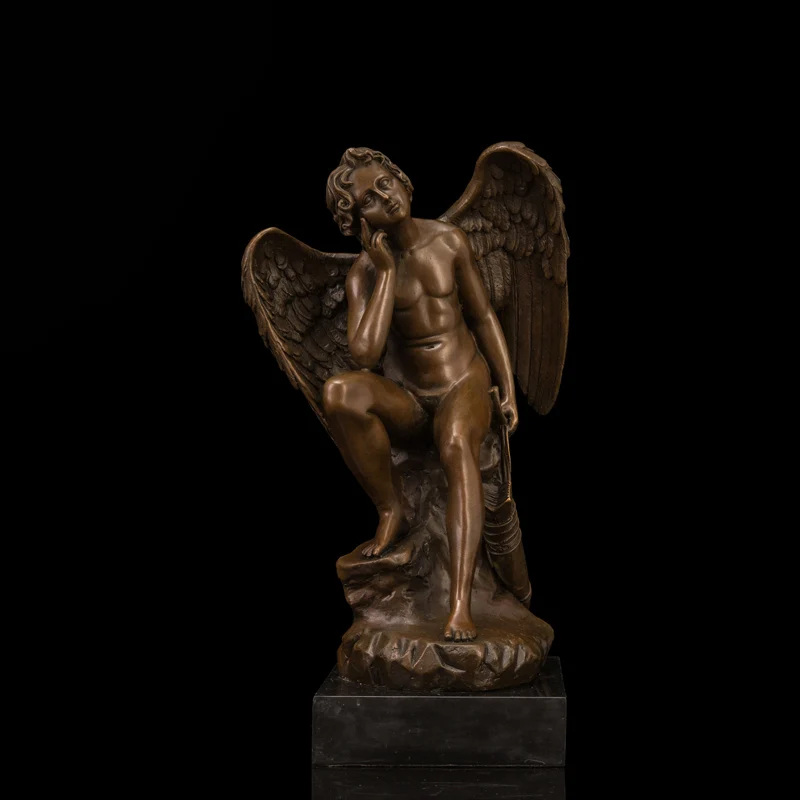 

Christmas Promotion sales Greek Mythology angel Sculpture bronze art with good quality marble base Christmas gifts CZS-175