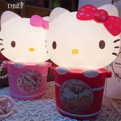 Мультфильм рисунок «hello kitty» будильник детские ночные светильники Девушка Спальня деко творческий детский праздничный подарок ночника