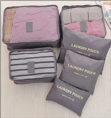 Нейлоновая Упаковка Куб хранение дорожных сумок сумка сетка большая вместительность, стиль унисекс Одежда сортировочная сумка - Цвет: Серый