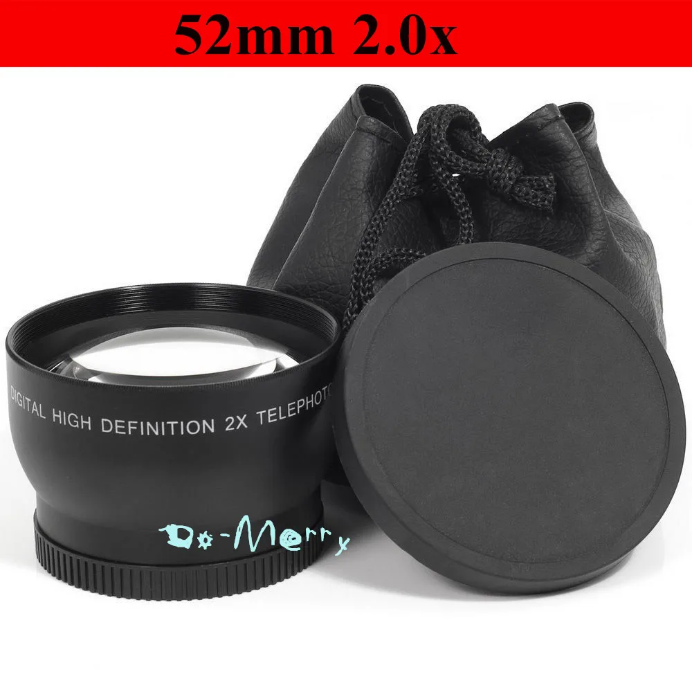 

52mm 2.0x 2X TELE Telephoto Converter LENS lente for Nikon D7000 D3100 D5100 D5200 D900 D3100 D3000 for Canon 70D 60D 700D D5100