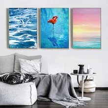 

Design Poster Canvas Painting Beautiful Seascape Seagull Flamingo Nordic Cafe Home Decor On Canvas Modern Wall Print Artworks