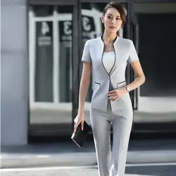 Новые стили тонкий формальные профессиональные Бизнес Для женщин костюмы с 3 предмета куртки + брюки + юбка для дам блейзеры, униформы