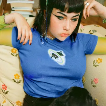 

Cotton O-neck Short Sleeve Print Sexy Women Fashion Club Party Streetwear Holiday Female T-shirts 2019 Summer