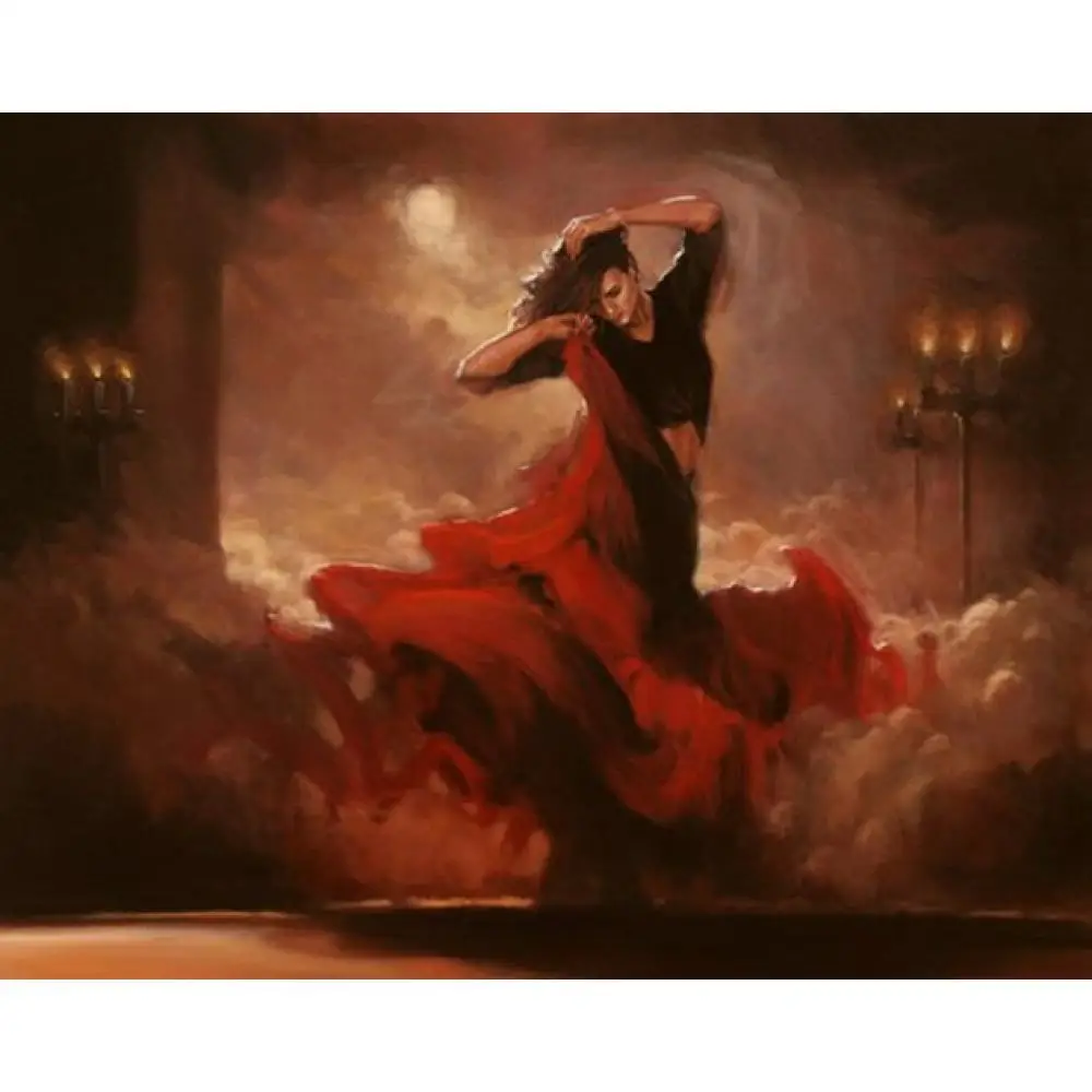 Canvas art Figure painting woman Spanish Flamenco Dancers Night Dancing
