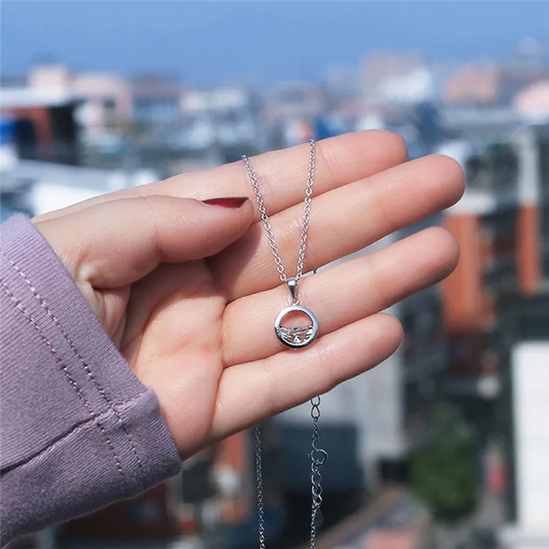 Simple Water Shaped Choker Necklace Elegant Silver Plated Fashion Circle Round Pendant Chain Jewelry Gift | Украшения и