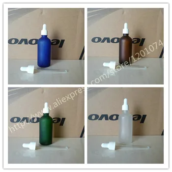 

100ml blue/green/clear/brown frosted Glass Essential Oil Bottle With white plastic ring+white/black rubber cap.
