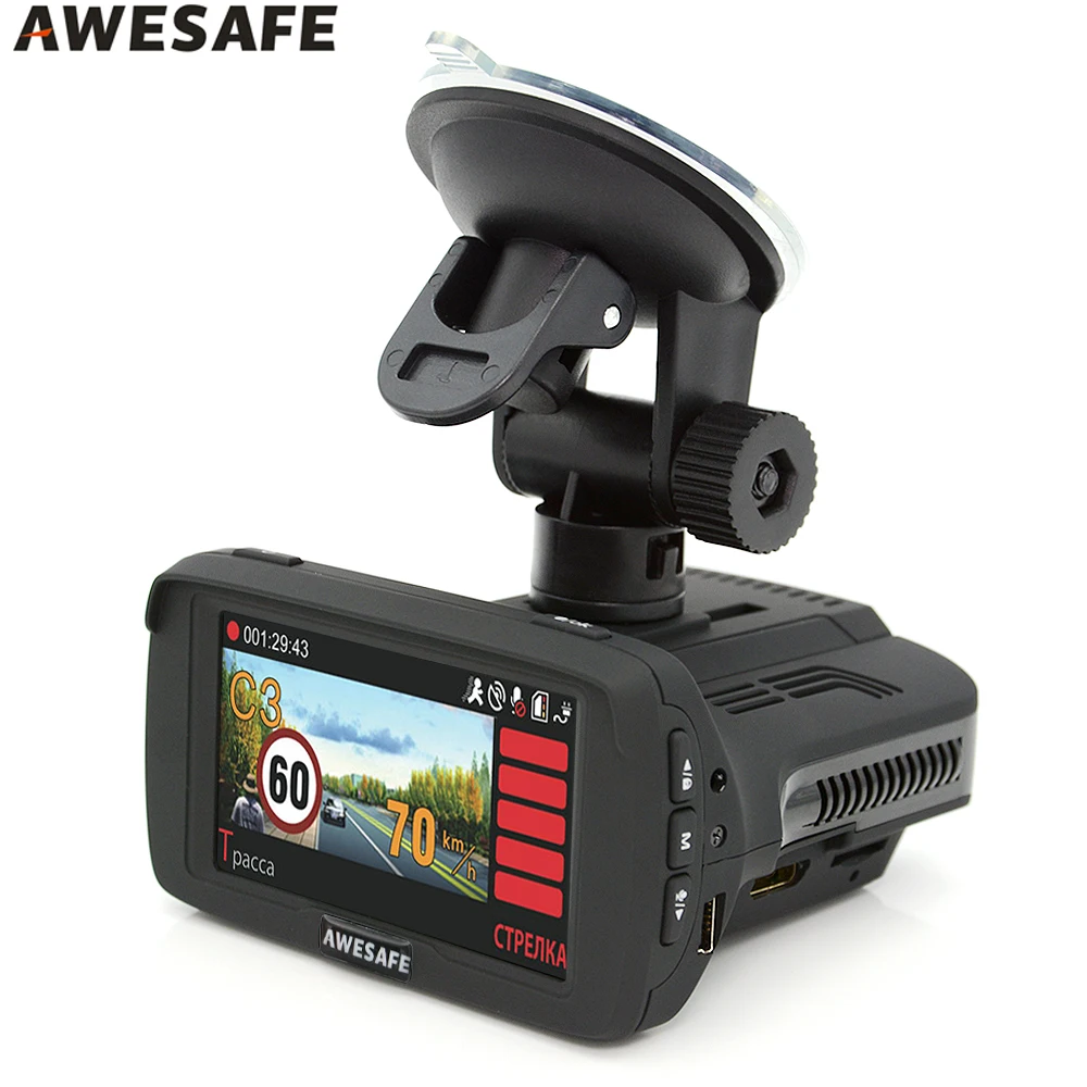 AWESAFE Car Radar 3 in 1 GPS DVR for Russia Ambarella A7 Speedcam X/K
