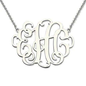 

Wholesale Stylish Silver Monogram Necklace Personalized 3 Initials Necklace Monogram Jewelry Birthday Gift for Her