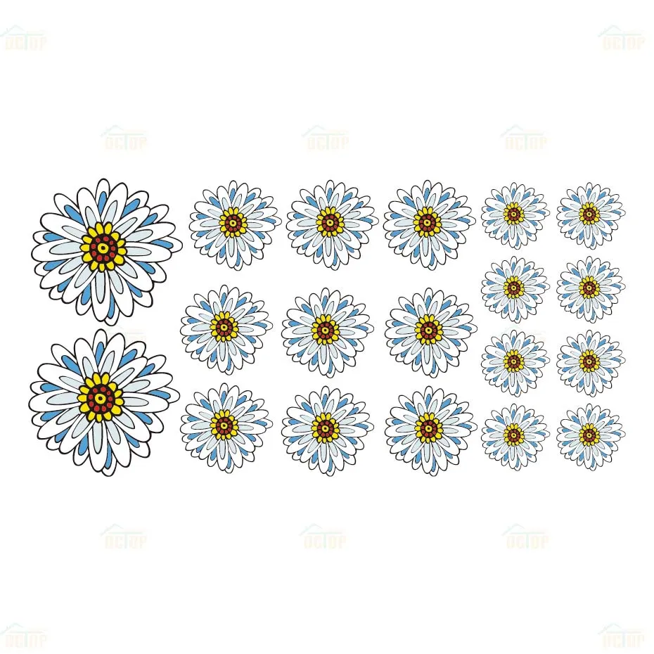White Chrysanthemum Flower Wall Decals Children's Kids Girl DIY Art Vinyls Stickers Living Room Bedroom Home Decorative Mural (1)