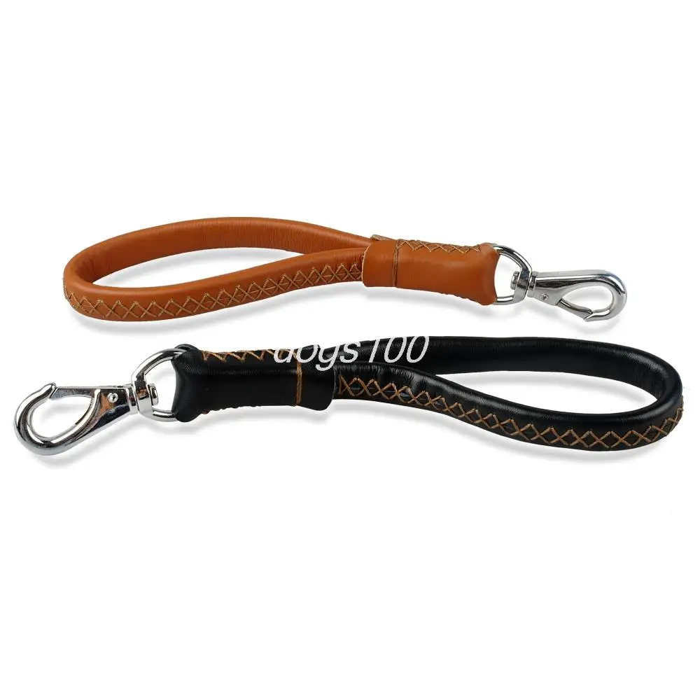 

Dogs Walking Leash Heavy Duty Genuine Leather Dog Short Leads 12" Long