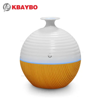 

KBAYBO 130ml USB Ultrasonic Aromatherapy Air Humidifier Wood grain Aroma Essential Oil Diffuser with 7 color LED Light for Home