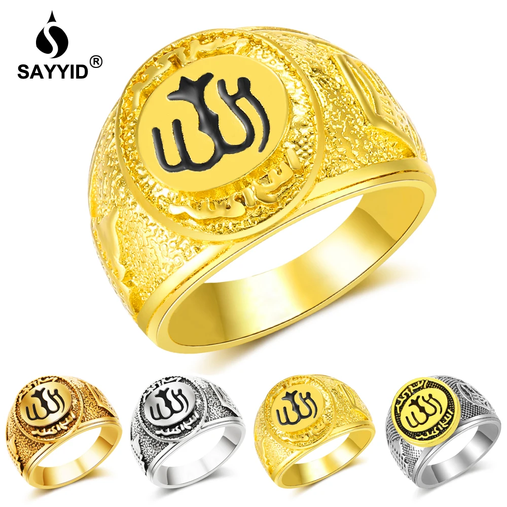 

SAYYID New Design Muslim Islam Allah ring Statement Jewelry Rings for Men's Arabian Golden Rings Gifts in Stock Wholesale