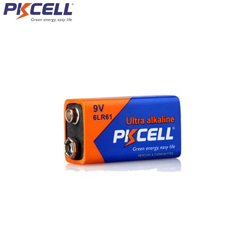 6 шт. PKCELL 9V 6LR61 щелочной Батарея 1604A 6AM6 MN1604 522 супер сухие батареи для индикатор дыма