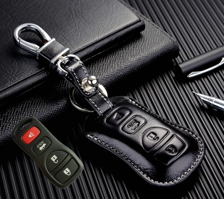 

NAN ZI HAN Leather Car Key Fob Cover for Nissan 350Z Sylphy for Infiniti G35 I35 M45 Q45 QX56 Remote Control Key Holder Case